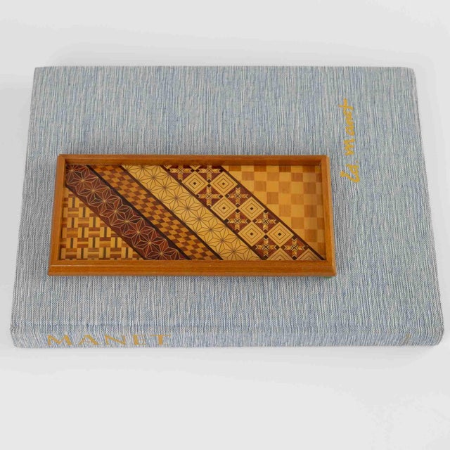 Vintage Wood Marquetry Tray With Geometric Patterns For Sale In New York - Image 6 of 15