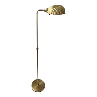 Vintage Brass Pharmacy Style Clam Shell Adjustable Floor Lamp For Sale