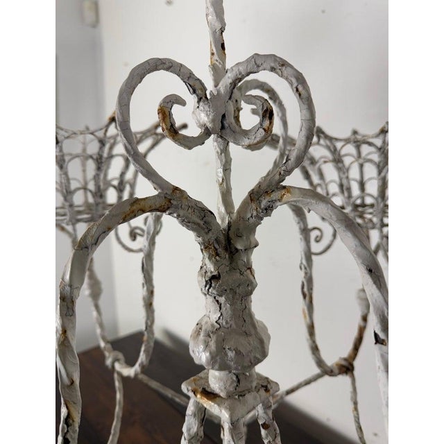 French Provincial Wrought Iron Planter, Distressed White Metal, 1930s For Sale - Image 12 of 14