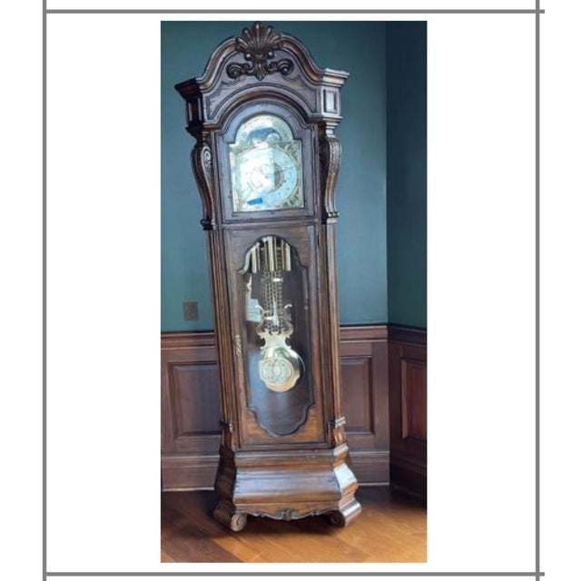 Sligh "Shelbourne" Grandfather Clock, 8 Ft Flagship Model, Triple Chime, Moon Dial, $8,000+ Retail For Sale In Seattle - Image 6 of 10