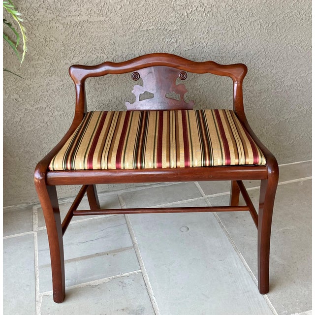 Circa 1940 Duncan Phyfe-Style Scroll Splat Low Back Petite Window / Entryway Bench For Sale - Image 16 of 18
