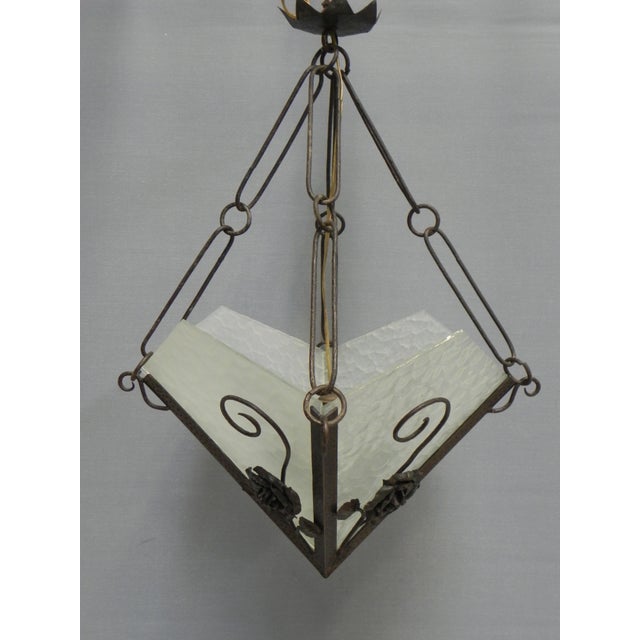 Vintage Art Deco Ceiling Lamp with Three Cloudy Glass Plates, 1930s For Sale - Image 15 of 15