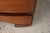 1950s Vintage Mid Century Curved Front Wooden Nightstand W/ Cupboard & Drawer Brass Hardware For Sale - Image 9 of 12