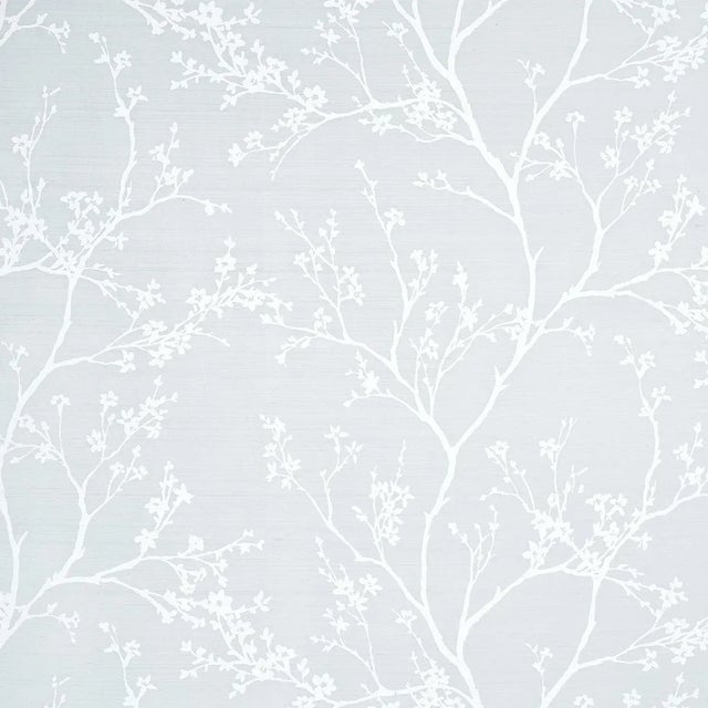 Schumacher Twiggy Silk Fabric in Ice For Sale