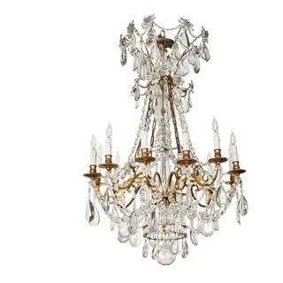 Turn-of-the-Century, Crystal and Bronze Chandelier For Sale