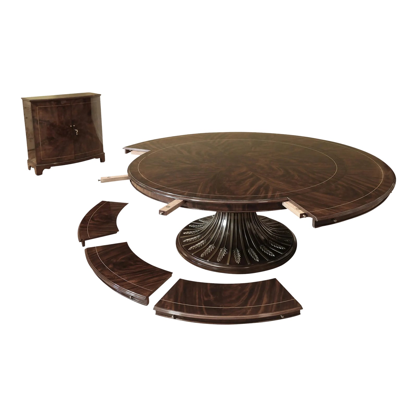 Modern Round Extendable Dining Table, Exquisite Pedestal Perimeter ...
