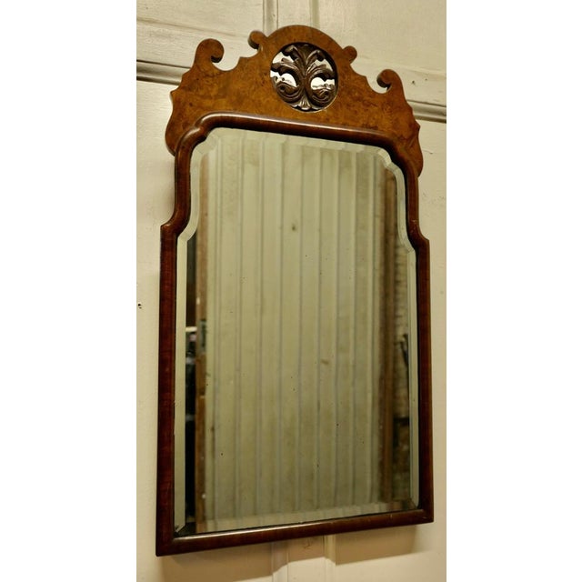 Antique Burr Walnut Wall Hanging Mirror, 1880s For Sale - Image 4 of 7