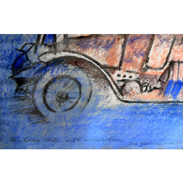 A crayon illustration of Dilbert, the WWII pilot, off to see the world with his attentive passengers by Robert Chesley...