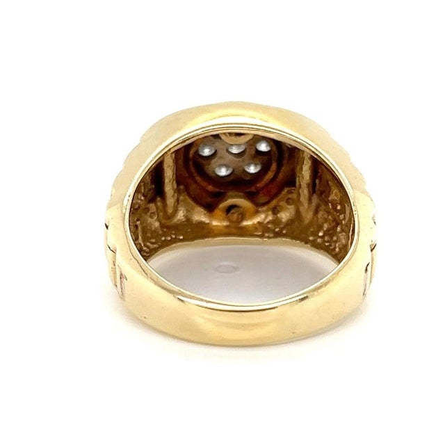 Mid 20th Century Mid 20th Century Diamond 14k Yellow Gold Link Round Top Ring - Size 4.5 For Sale - Image 5 of 9