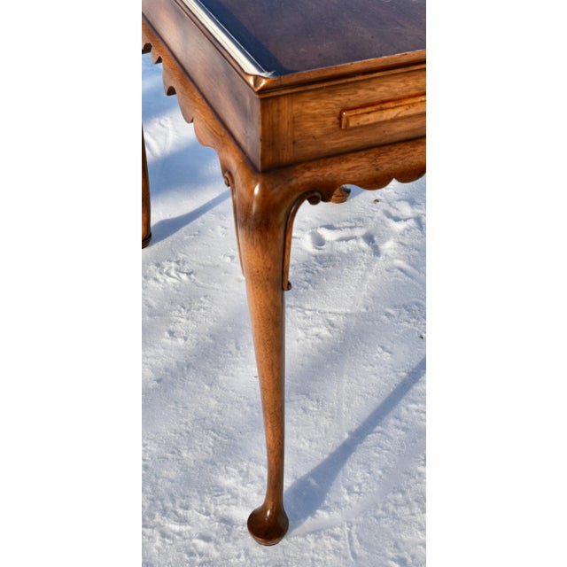 1970s Kittinger Co Mahogany Tea Table Vintage Queen Anne Scalloped Apron Candle Slides For Sale - Image 5 of 9