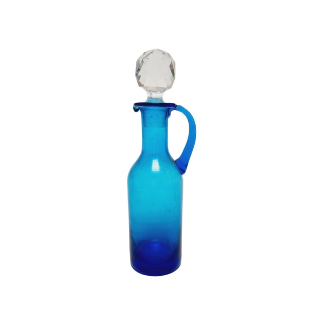 Blue Art Nouveau Style Carafe, France, 1950s For Sale - Image 8 of 8