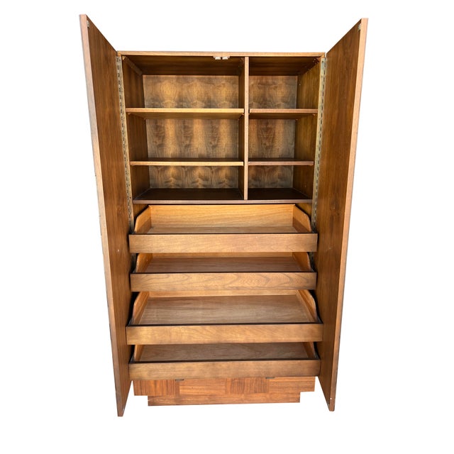 Vintage Mid Century Modern Brutalist Tall Dresser Cabinet Highboy For Sale - Image 4 of 9