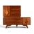 This 1960s Specialty Woodcraft stacking highboy dresser is a rare, eclectic design built as two separate walnut cases....