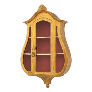Italian Neoclassical Style Giltwood Wall-Hanging Vitrine Cabinet For Sale