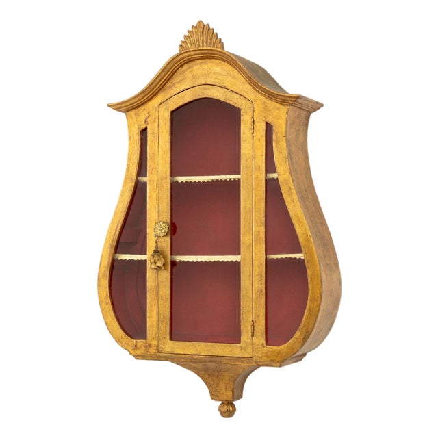 Italian Neoclassical Style Giltwood Wall-Hanging Vitrine Cabinet For Sale