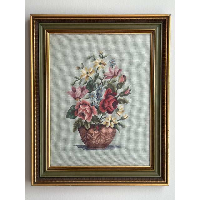 Available in my shop are two beautiful floral still life needlepoints from the mid- to late-20th century. Although the...