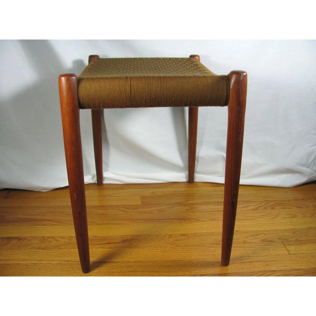 Jl Møllers Møbelfabrik Vanity Stool Bench 80a Teak Textile Seat Niels Otto Møller For Sale - Image 6 of 13