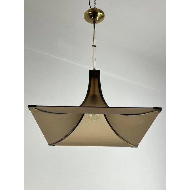 Mid-Century Italian Ceiling Light in Acrylic Glass & Brass, 1960s For Sale - Image 9 of 9