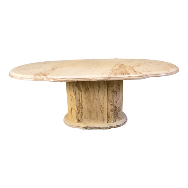 Vintage Oval Marble Dining Table, 1970s For Sale