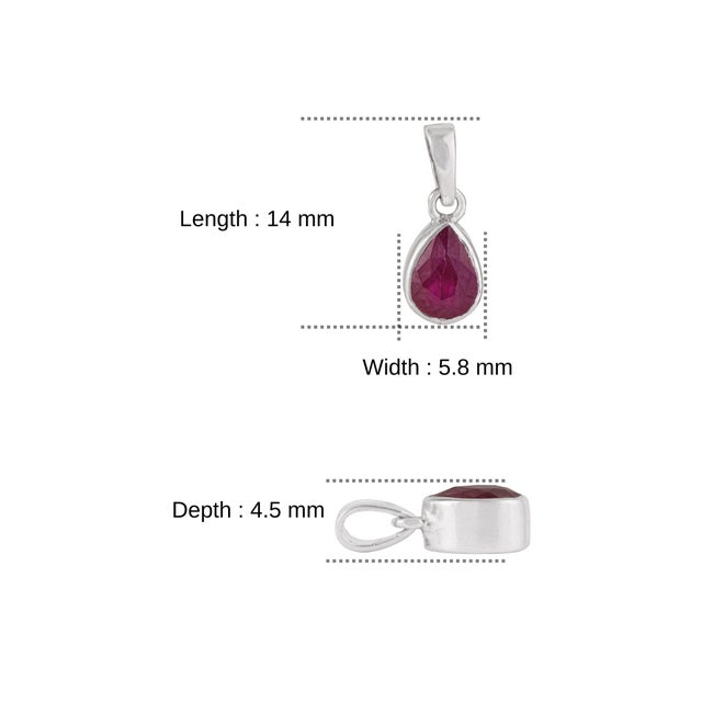 Dainty Pear Cut 0.82 Ct Ruby Bezel Set Solitaire Pendant in 925 Sterling Silver For Sale - Image 9 of 12