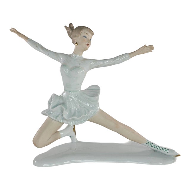 Vintage Wallendorf Porcelain Figurine Olympic Ice Figure Skater Sonja Henie For Sale