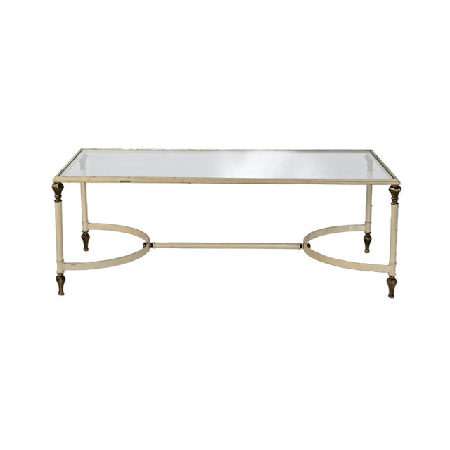 Mid 20th Century French Maison Coffee Table - Iron With Brass Detail For Sale - Image 5 of 7