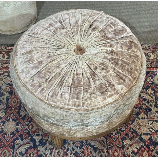 Art Deco Pouf in Beige Fabric, 1930s For Sale - Image 9 of 10