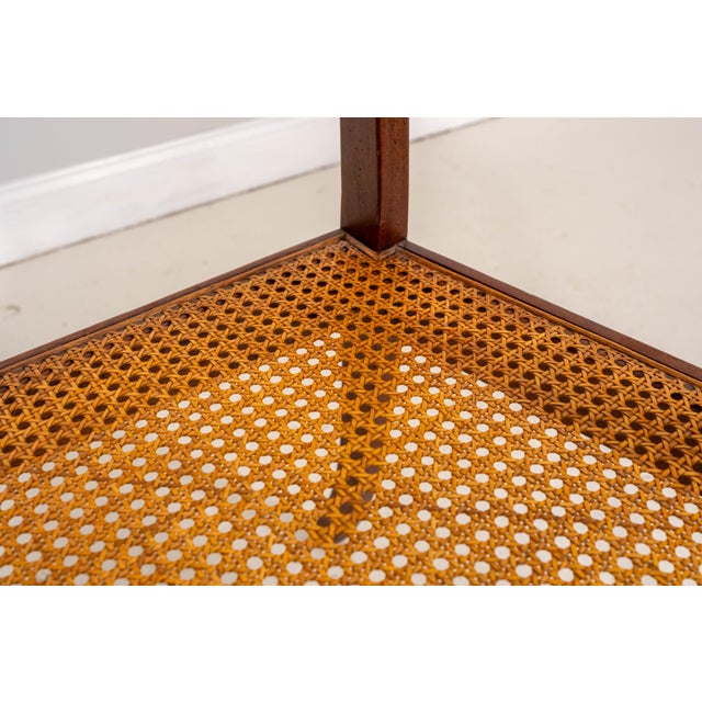 Pair of Baker Attributed Mahogany Caned Seat Cushioned Armchairs For Sale - Image 15 of 18