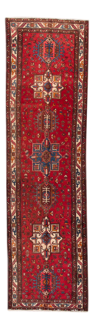 Red Vintage Heriz Handmade Wool Runner