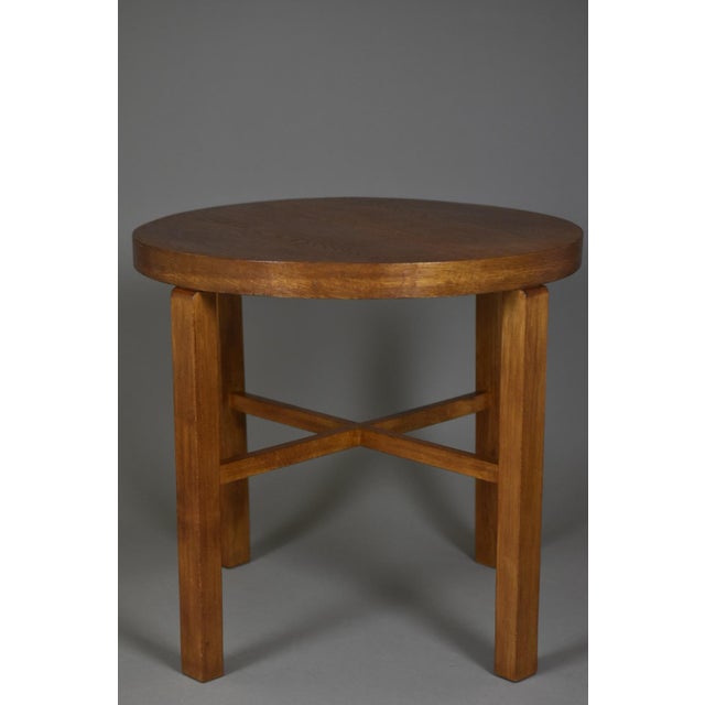 Vintage Polish Dark-Oiled Oak Veneer Side Table, 1930s For Sale - Image 10 of 13