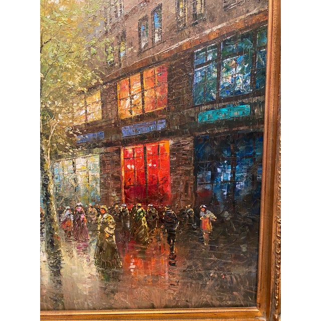 Gold Mid 20th Century Large Oil Painting in the Manner of Édouard-Leon Cortes, Paris France For Sale - Image 8 of 13