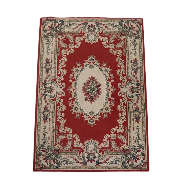 Oriental Rug with Red-Beige and Green For Sale