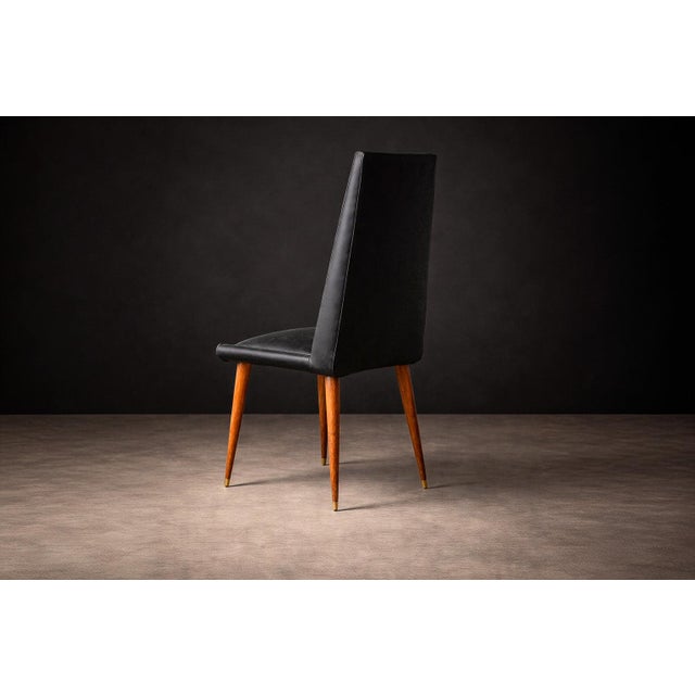 Giuseppe Scapinelli Set of 4 Chairs in Caviuna Wood & Black Leather, Giuseppe Scapinelli, 1950s For Sale - Image 4 of 14