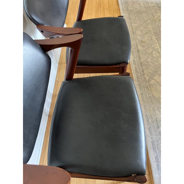 Wood 1960s Kai Kristiansen Model 42 Black Leather & Rosewood Chairs, Pair For Sale - Image 7 of 12