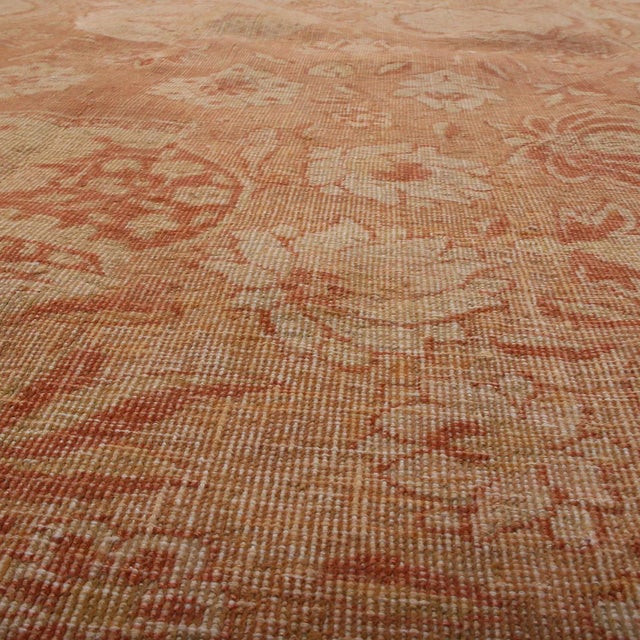 Late 19th Century Antique Amritsar Traditional Beige and Pink Wool Floral Rug For Sale - Image 5 of 6