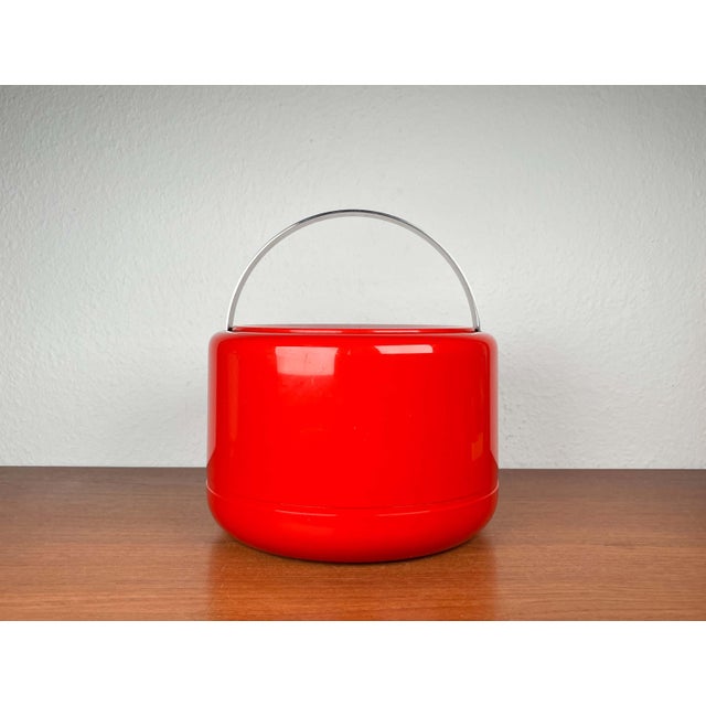 Mid-Century Modern Mid-Century Modern Danish Space Age Red Ice Cooler Bucket by Erik Magnussen for Stelton, 1970s For Sale - Image 3 of 18