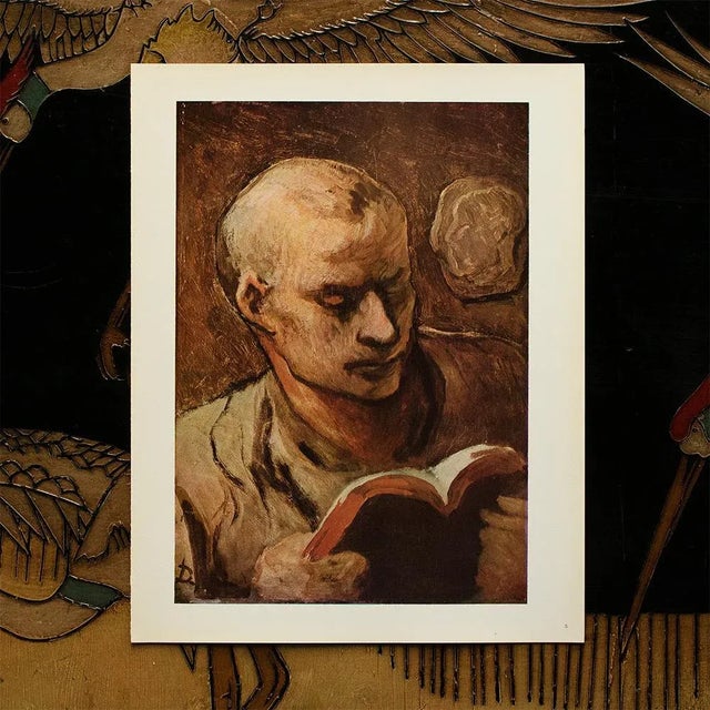 American Circa 1950s After Honoré Daumier "The Reader" Vintage Full-Color Print For Sale - Image 3 of 6