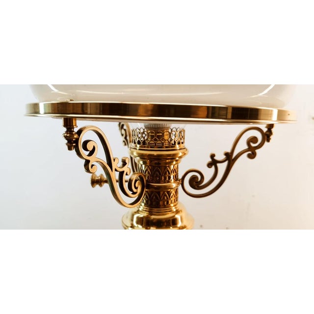 Brass and Opal Glass Floor Lamp For Sale - Image 16 of 18