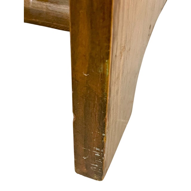 Vintage Arts and Crafts Style Carved Wood Rustic Folk Art Bench For Sale - Image 6 of 18