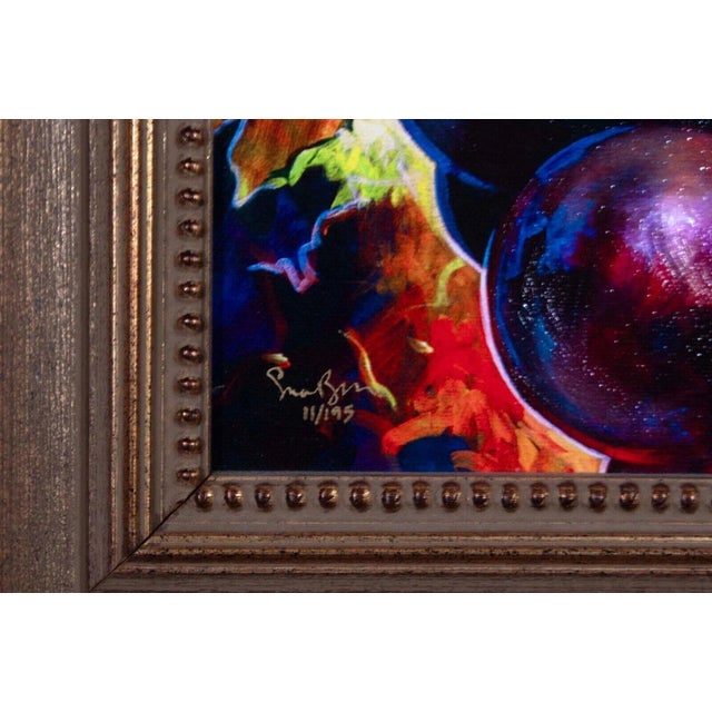 Yellow Late 20th Century Simon Bull Grapes Giclee Signed Acrylic Painting on Verso Framed 11/195 For Sale - Image 8 of 11