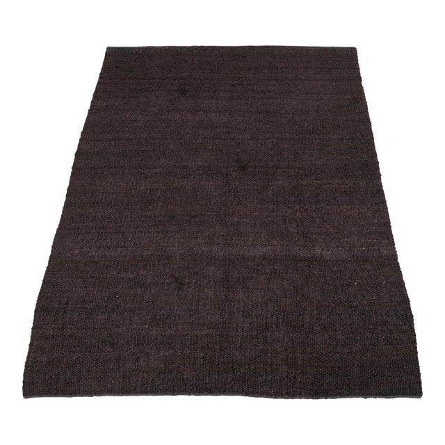 Brown Solid Handwoven Premium Natural Jute Yarn Flatweave Rug 9x12 Ft. For Sale