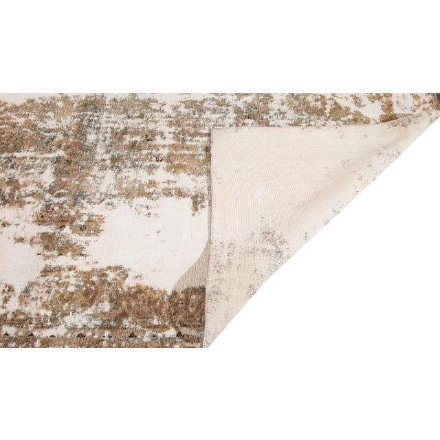 Vintage Distressed Handmade Allover Tan Wool Rug 7'8" X 11'8" For Sale In New York - Image 6 of 7
