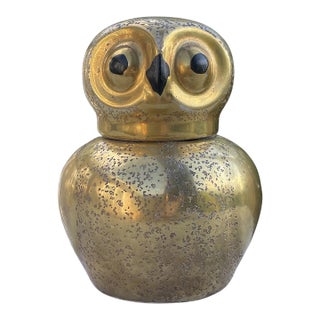 Rare Antique Art Deco Japanese Noritake Porcelain Figural Owl Inkwell Gilt For Sale
