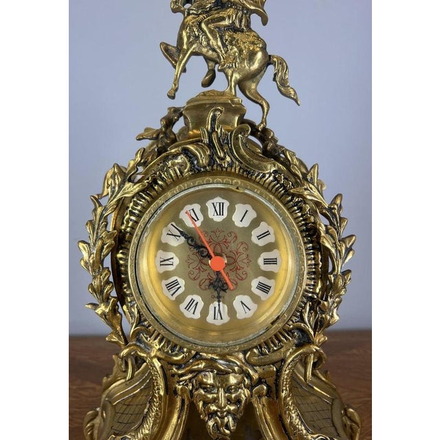 Vintage French Style Decorative Mantel Clock For Sale - Image 4 of 13