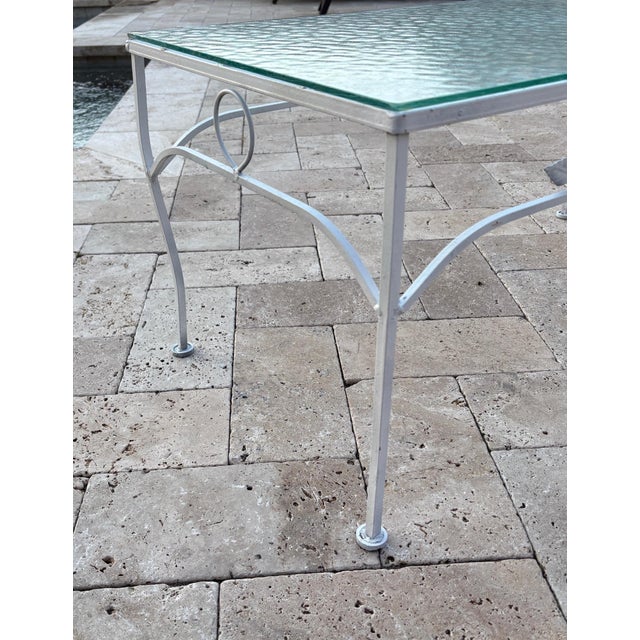 Russell Woodard Vintage Woodard Style Chantilly Rose Wrought Iron & Glass Coffee Table Outdoor Furniture For Sale - Image 4 of 12