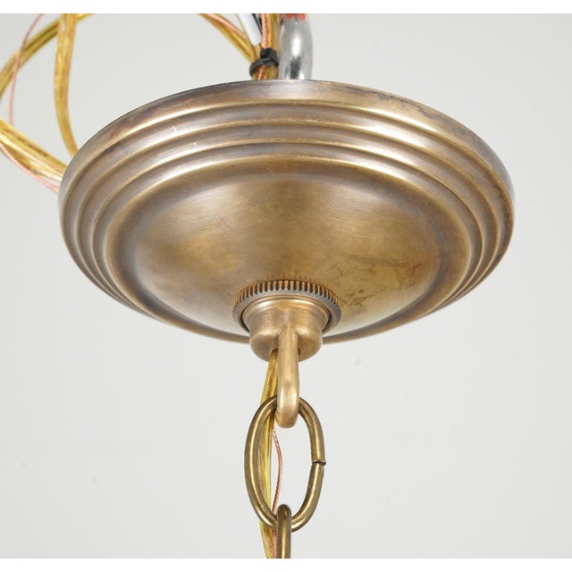 Metal Restored Vintage Colonial Five Arm Brass Chandelier For Sale - Image 7 of 7