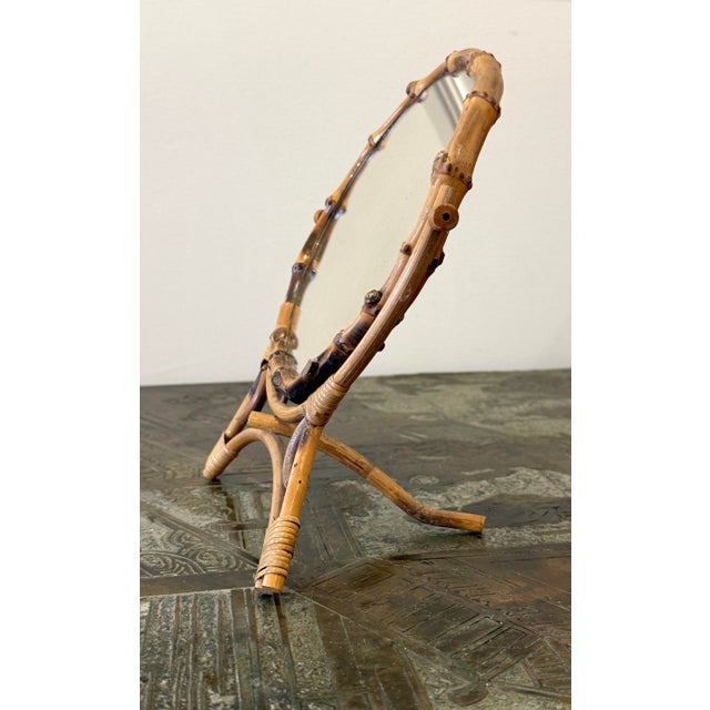 Beige Vintage French Bamboo Mirror For Sale - Image 8 of 12