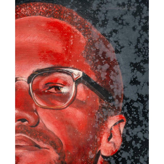 Contemporary Stanislaw Zagorski Malcolm X Acrylic on Canvas For Sale - Image 3 of 7