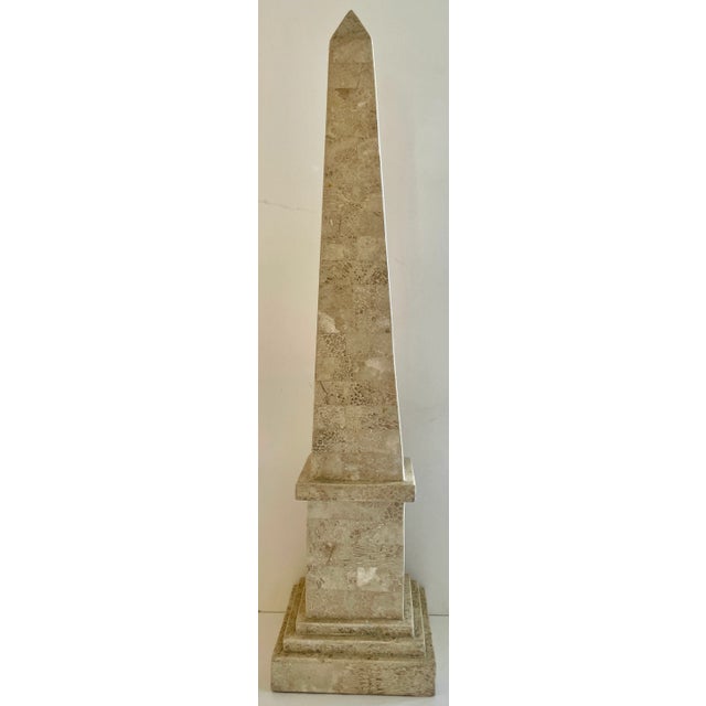 Neoclassical Large 1980s Fossilized Stone Obelisk For Sale - Image 3 of 9