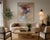 Striking large vintage abstract expressionist oil painting on canvas, featuring an expressive brushwork, geometric...